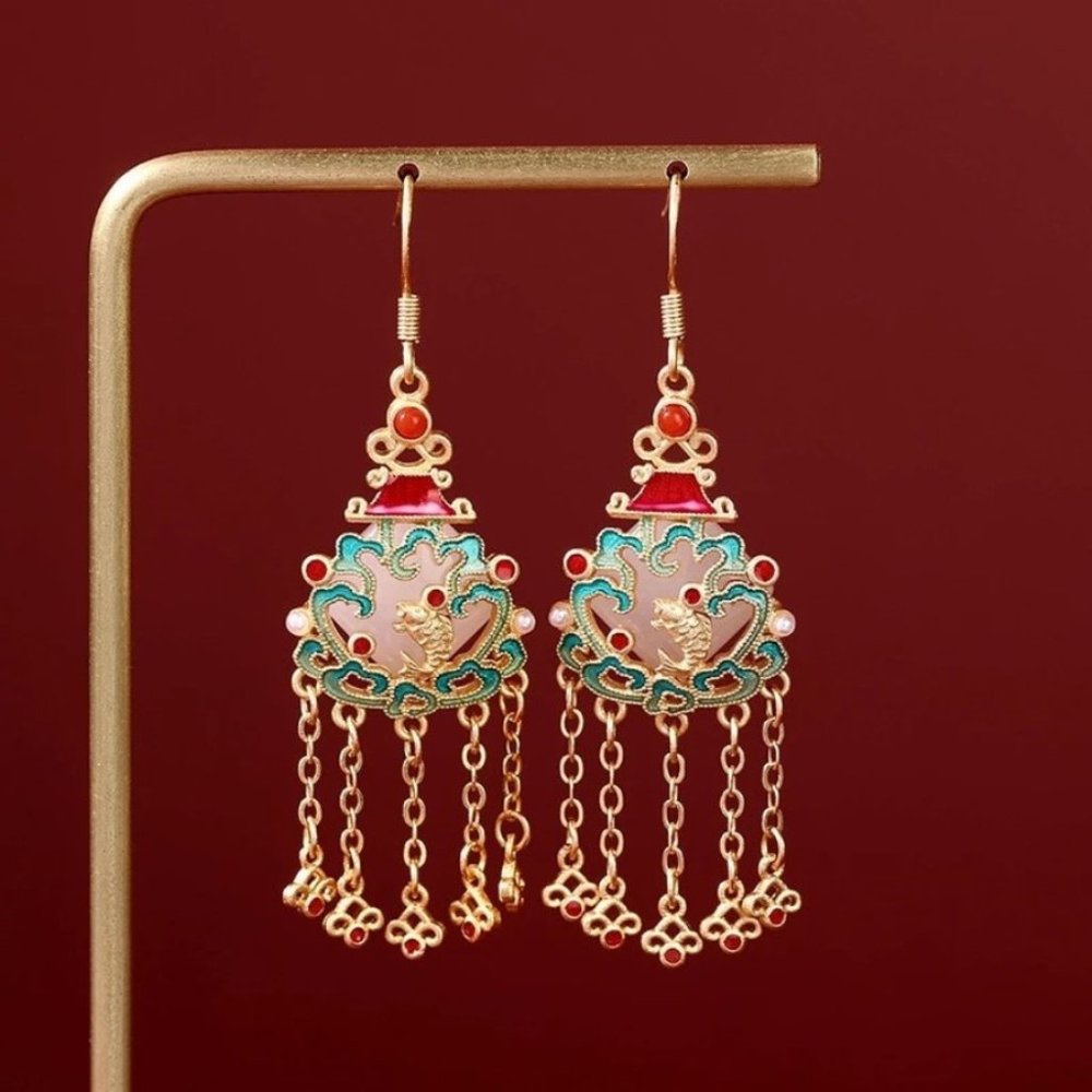 THE ROYAL JADE TASSEL EARRINGS